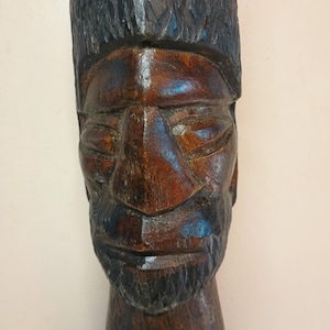 Very Tall Vintage Hand Carved Wooden African Man Sculpture. 4&quot; x 15&quot;