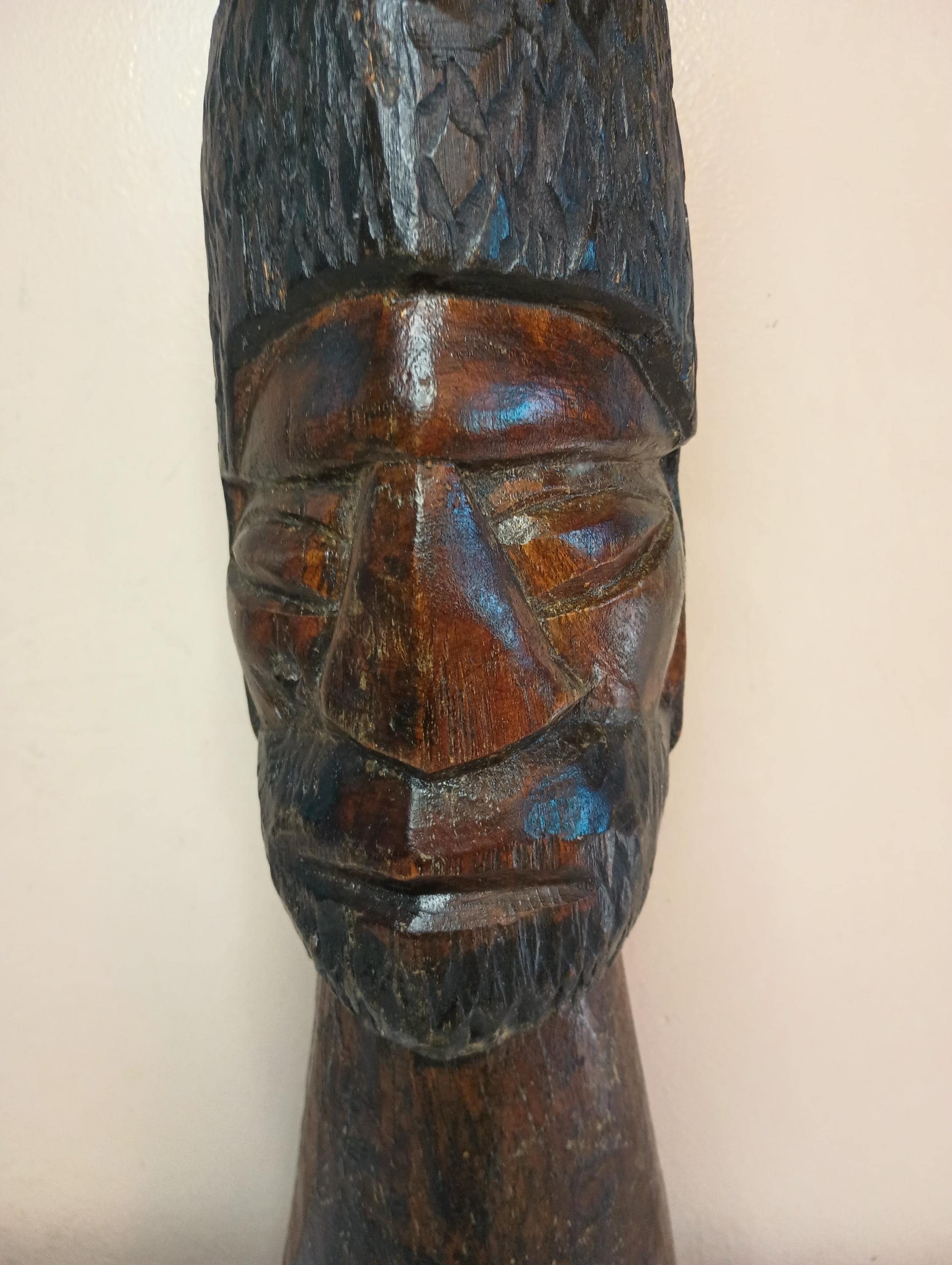 Very Tall Vintage Hand Carved Wooden African Man Sculpture. 4