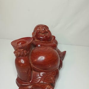 Vintage Hand Carved Wooden Buddha Sculpture. 6&quot; x 4.5&quot;