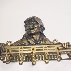 Rare Vintage Brass African American Depiction Of Black Lady 19th Century Tie Hanger Wall Decor. 11.5 x 7 image 8