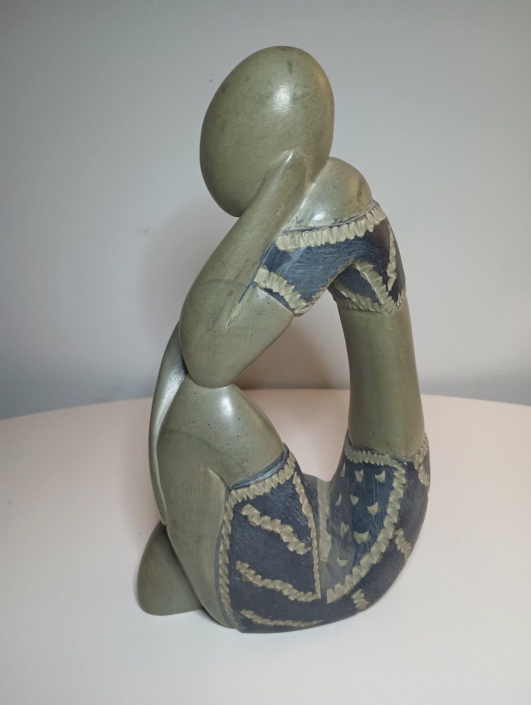 Vintage Large and Tall Soapstone Thinker Man Carved Sculpture. Etsy