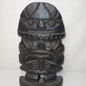 Rare Hand Carved Wooden Inca Figurine Made in Peru. 5.5&quot; x 9.5&quot;