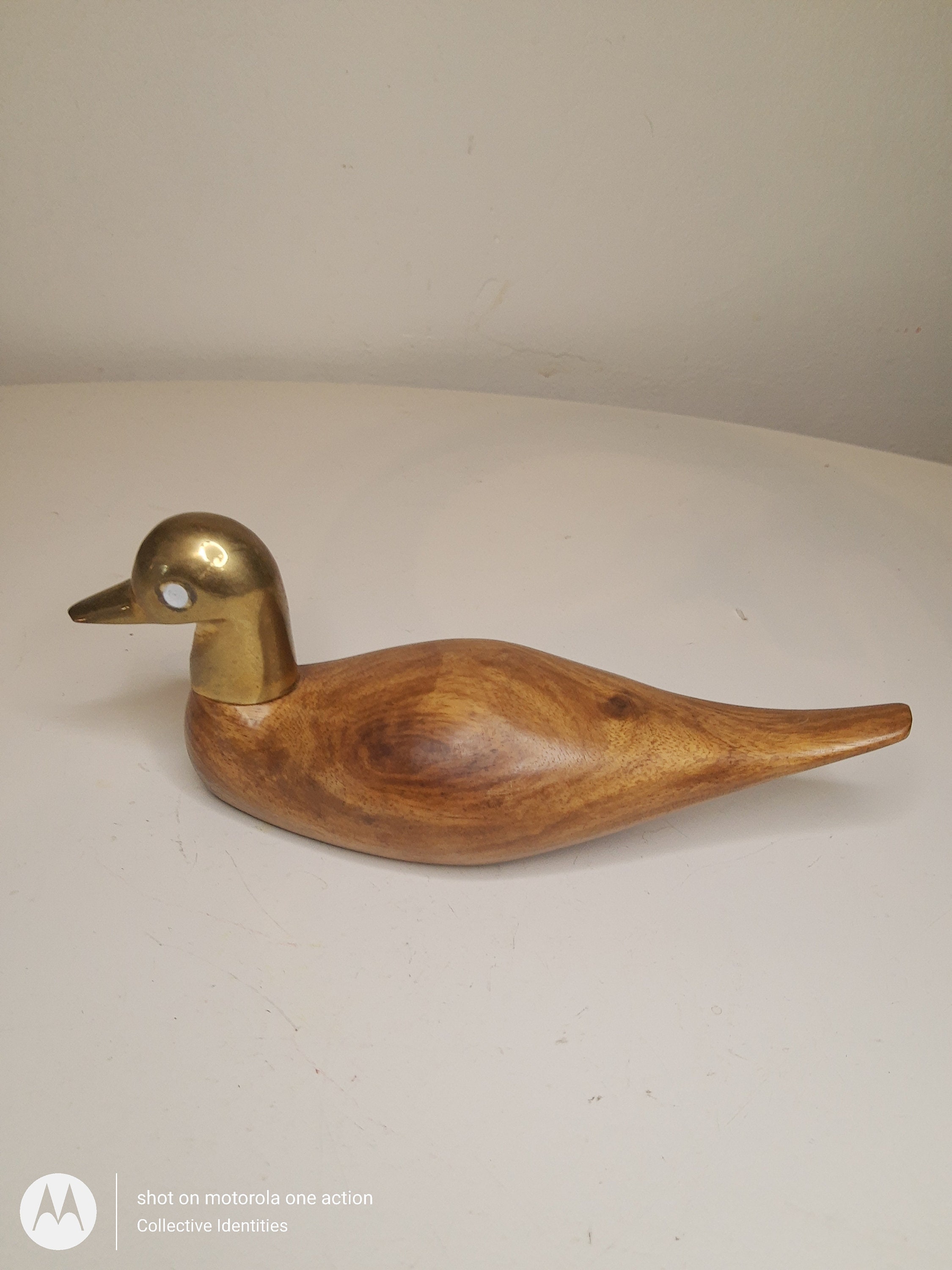 Wooden duck with brass head decor made in India 7 x Etsy