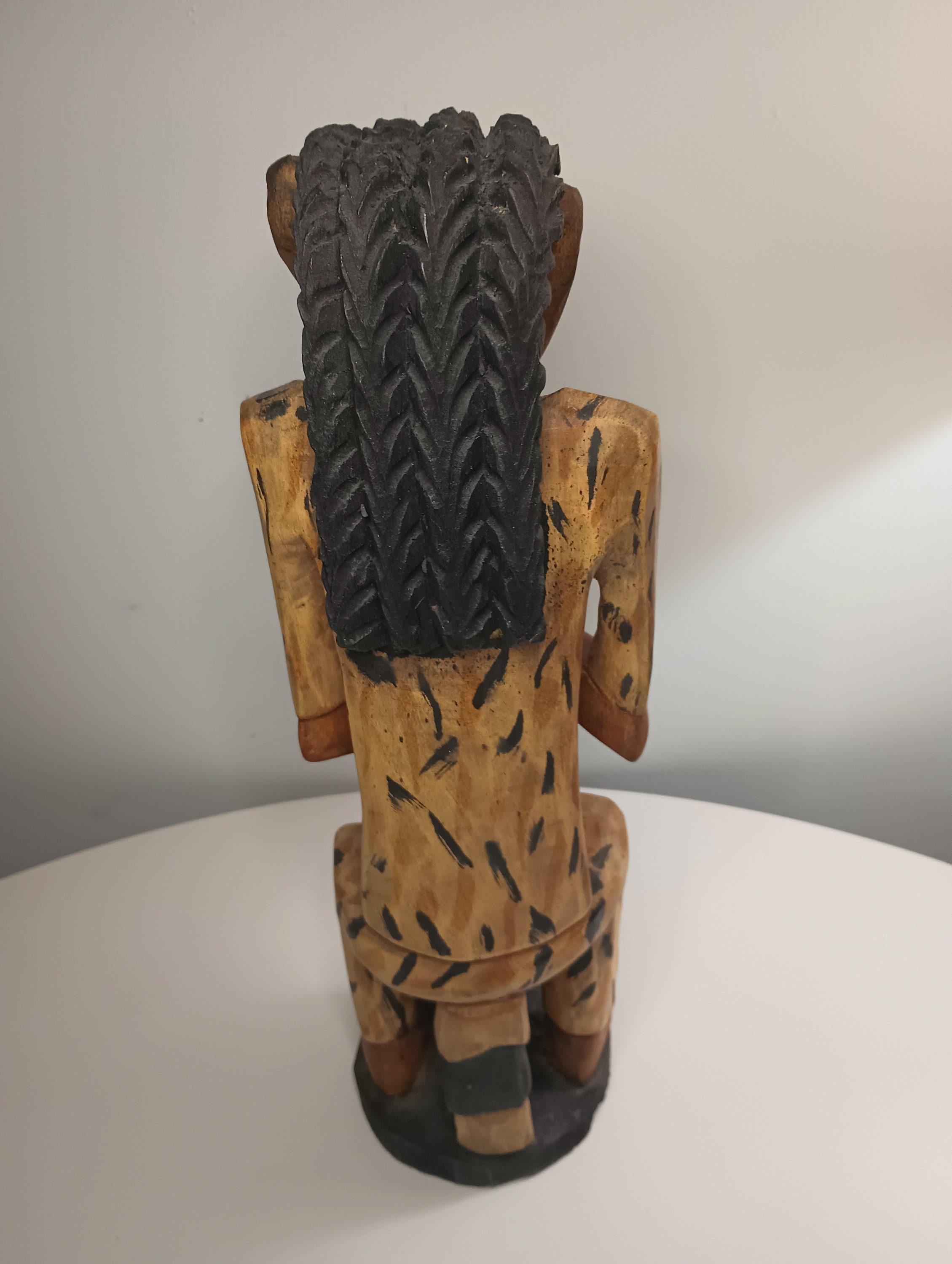 Very Large Hand Carved Wooden Unique Jamaican Rasta Man Drummer