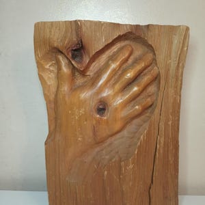 Unique Hand Carved Wood Hand Sculpture.9&quot; x 13&quot;