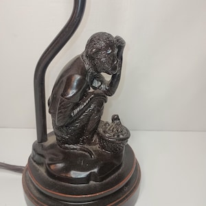 Vintage Bronze Resin Metal Monkey Table Lamp. 4&quot; x 13&quot;