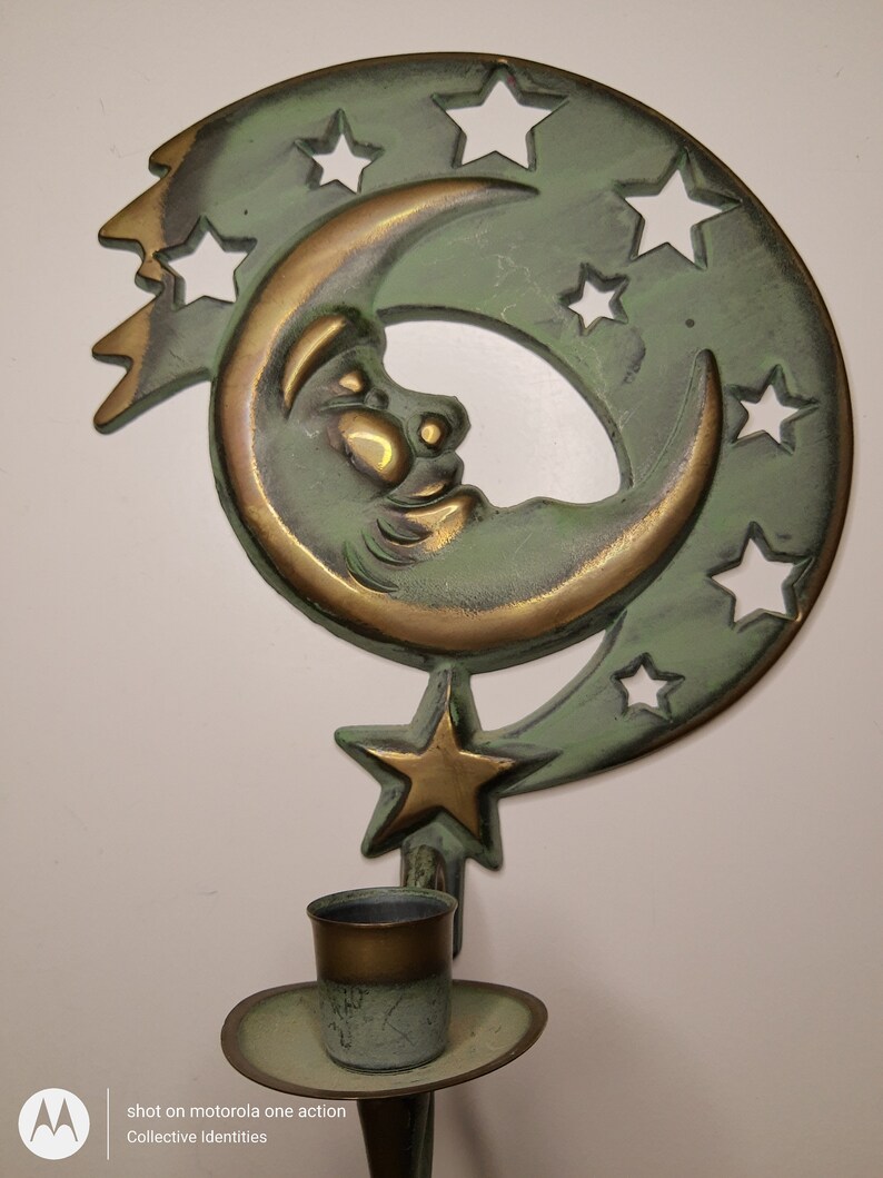 10 x 7 Vintage retired PartyLite metal moon wall candle holder