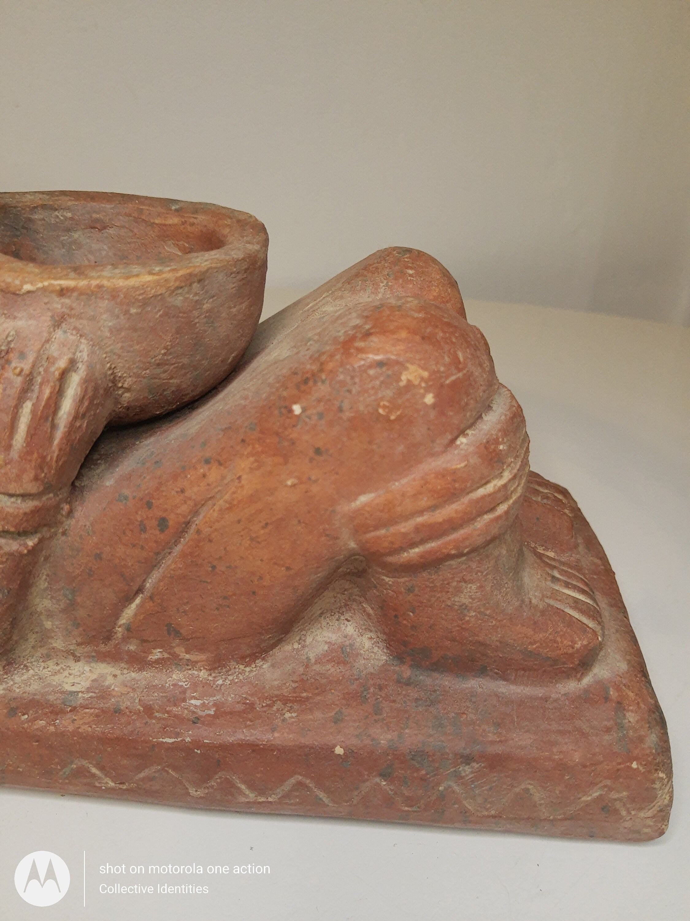 Hand made clay Mayan statue man holding offering bowl 7 Etsy