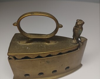 Rare Antique Vintage Brass Iron Box Miniature