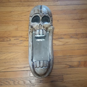 Tall Vintage Skull Mirror.19&quot; x 7&quot;