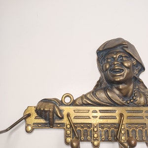 Rare Vintage Brass African American Depiction Of Black Lady 19th Century Tie Hanger Wall Decor. 11.5 x 7 image 3