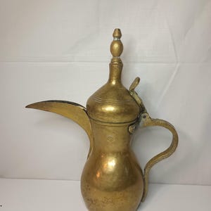 Large Antique Brass Middle Eastern Coffee Pot. 9&quot; x 11&quot;