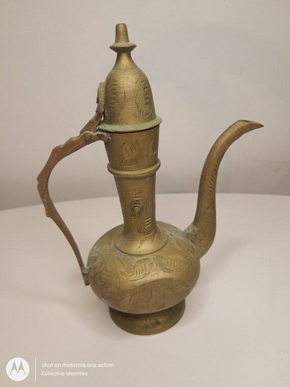 Indian Brass Small Teapot Beautifully Etched. 6 X Etsy