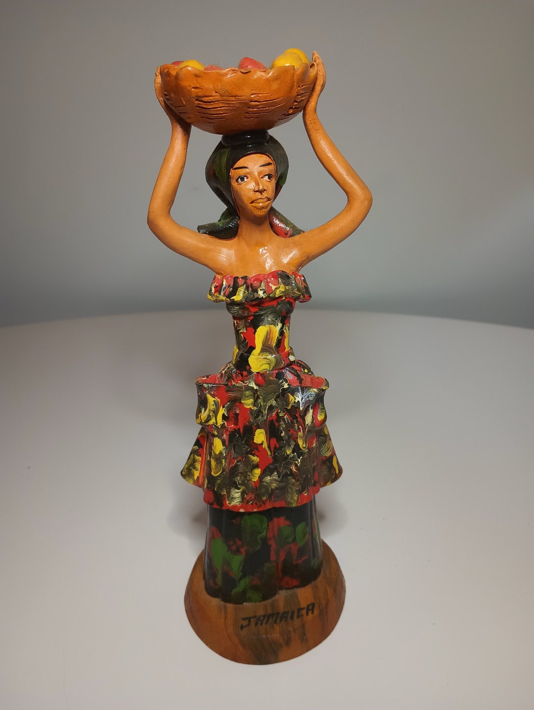 Vintage Folk Art Clay and Wood Jamaican Lady Figurine Hand - Etsy
