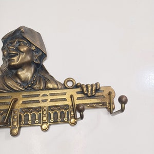 Rare Vintage Brass African American Depiction Of Black Lady 19th Century Tie Hanger Wall Decor. 11.5 x 7 image 9
