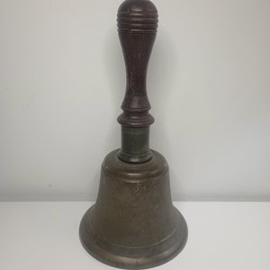 Vintage Brass and Wood Large Bell.  9.5&quot; x 4.5&quot;