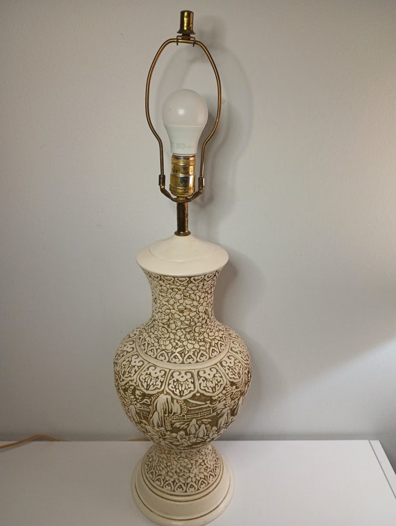 Beautiful Rare 1950's Carved Intricate Plaster Asian Style