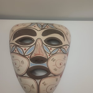 Vintage Large Clay South American Spirit Mask. 10" x 8"