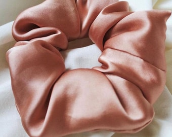 Eco friendly  Handmade Silk Scrunchies Pink, Gray and white (0 waste material)