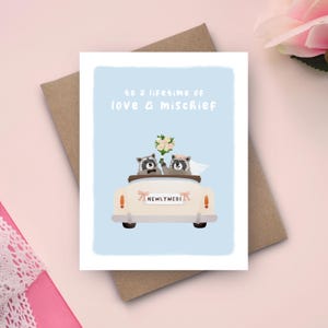 Cute Raccoon Wedding Card | Congrats Wedding Card | Funny Wedding Card
