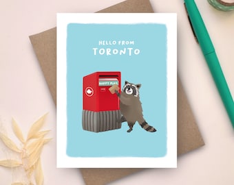 Greetings from Toronto Card | Hello from Toronto Raccoon Card