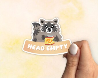 Funny Raccoon Head Empty Vinyl Sticker | Matte Head Empty Sticker