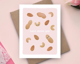 Punny Valentines Card | Nuts About You Card | Nuts Valentines Card