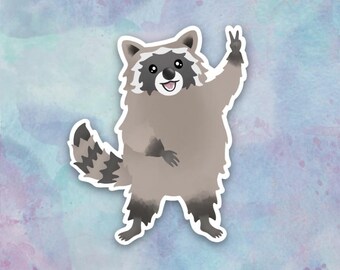 Raccoon Peace Sign Vinyl Sticker | Die Cut Matte Sticker