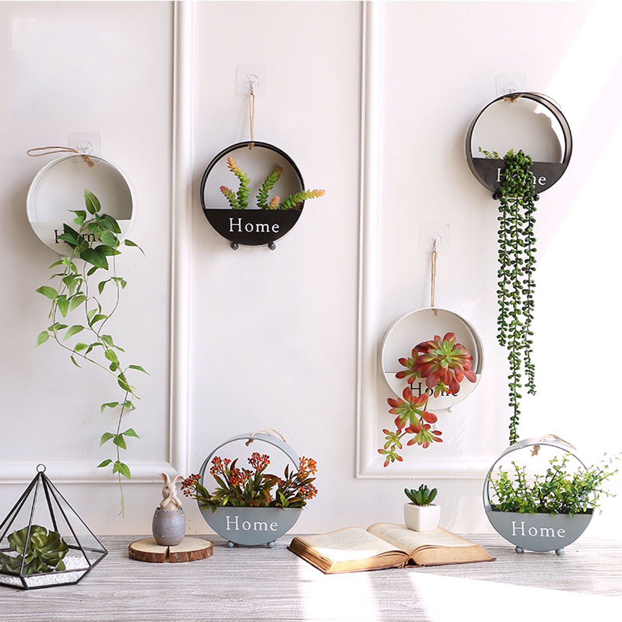 Round Hanging Planter Metal Hanging Planter Hanging Etsy