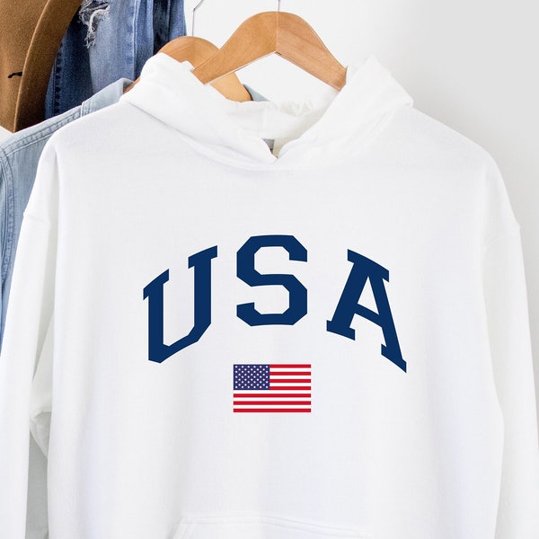 USA Flag Hooded Sweatshirt, USA Sweatshirt, America Sweatshirt, Gift For Christmas, American Flag Hooded Sweatshirt, July 4th Sweatshirt