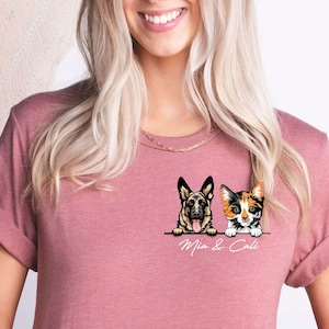 Custom Cat and Dog Shirt, Personalized Cat Shirt, Custom Dog Shirt, Cat and Dog Together, Gift for Mom, Gift for Dad, Fathers Day Gift Shirt