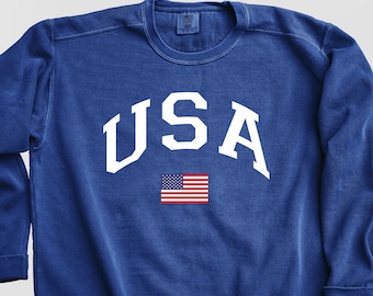 USA Flag Comfort Colors Sweatshirt, USA Sweatshirt, America Sweatshirt, Camping Usa Flag Sweatshirt, Comfort Colors American Flag Sweatshirt