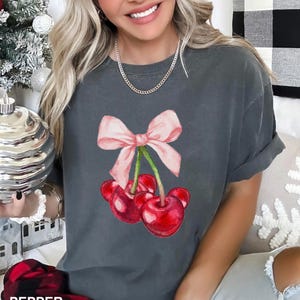 Cherry Graphic Tee: Comfort Colors Cotton Valentine&#39;s Day Shirt