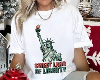Comfort Colors 4Th Of July Sweet Land Liberty Shirt, Retro 4Th Of July Sweet Land Liberty Graphic Tee, Trendy Custom Print Top, 175974