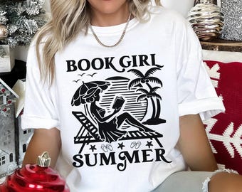 Book Girl Summer Shirt, Comfort Colors, Cute Reading Tee, Holiday Book Lover Shirt, Summer Reader Graphic Tee, Bookish Girl Shirt, 175342