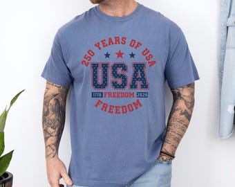 Camiseta 250 años de libertad, Comfort Colors, Camiseta del 250 aniversario de EE. UU., Camiseta del 250 aniversario, Camiseta con la bandera de EE. UU., Camiseta 1776-2026, Camiseta patriótica, 175433