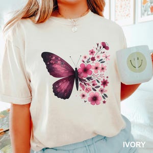 Floral Butterfly Shirt, Comfort Colors, Butterfly Tee, Colorful Butterfly Shirt, Butterfly Lover Gift, Boho Butterfly Shirt, 173092