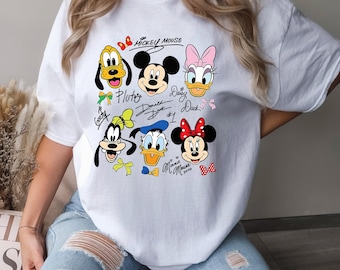 Mickey and Friends Signatures Shirt, Comfort Colors, Disney World Shirt, Mickey and Friends Tee, Disneyland Family Trip Shirt, 173539