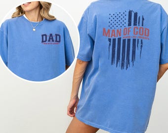 Man Myth Legend Dad T-Shirt, Father's Day Shirt,Comfort Colors, Man Of God Husband Dad Grandpa Shirts, Christian American Flag Shirt, 173191