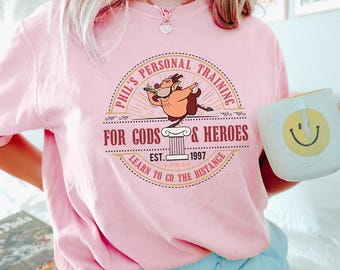 Disney Hercules Shirt, Comfort Colors, Phil's Personal Training For Gods & Heroes Tee, Men's Disneyland Shirts, Men's Gym Shirt, 174411