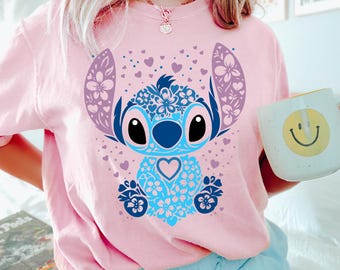 Floral Stitch T*Shirt, Stitch Shirts, Disney Stitch Shirt, Stitch Shirts, Cute Stitch Shirt, Disney Family Tee, Disneyworld Shirts 172208