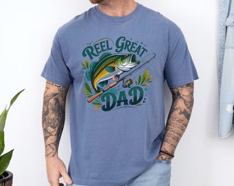 Reel Great Dad Fishing Shirt, Comfort Colors, Funny Fisherman Dad Tee, Retro Fishing Father Shirt, Fathers Day Gift, Fishing Dad Tee, 175843