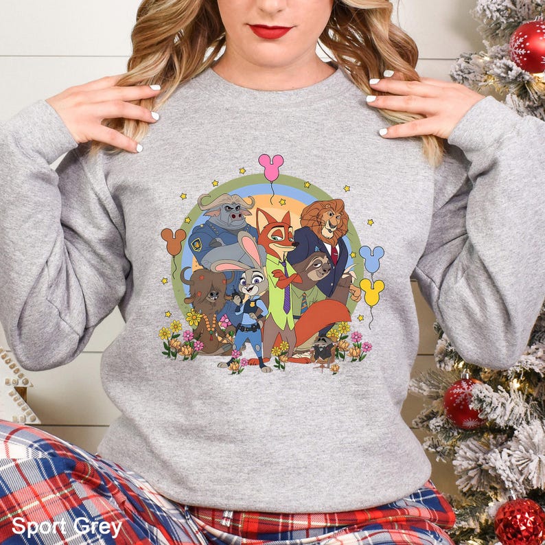 Disney Zootopia Characters Sweatshirt, Nick Wilde Judy Hopps Sweatshirt, Disney Family Trip Hoodie, Zootopia Mickey Balloons Crewneck,173855 image 9