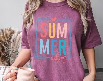 Summer Vibes Shirt, Comfort Colors, Retro Sunshine Tee, Beach Vacation Shirt, Groovy Summer Shirt, Beach Holiday Shirt, 175945
