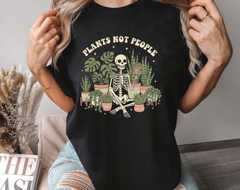 Plants Not People Shirt, Comfort Colors Retro Plants Not People Graphic Tee, Trendy Custom Print Top, 175840