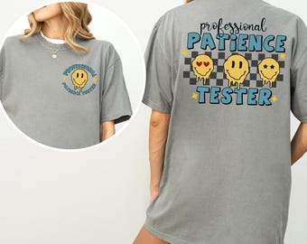Professional Patience Tester Shirt, Comfort Colors Shirt, Funny Smiley Checkered Toddler Shirt, Patience Tester Shirt, Kid Life Tee, 173483