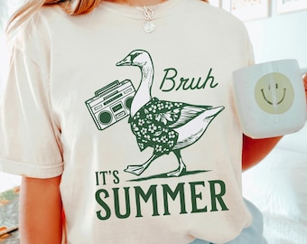 Bruh It’s Summer Goose Shirt, Comfort Colors, Funny Goose Summer Tee,Silly Goose Shirt, Beach Vacation Graphic Tee,Summer Vibes Shirt,175087