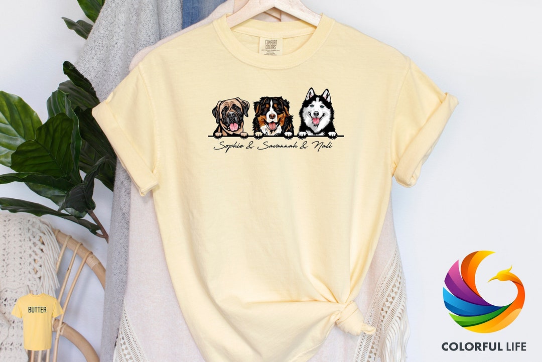Centered Custom Dogs and Names Shirt, Comfort Colors Shirt, Personalized Dogs Shirt, Dogs Mom