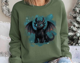Toothless Dragon Sweatshirt, How To Train Your Dragon Sweatshirt, Night Fury Hoodie, Watercolor Dragon Crewneck, Epic Universe Hoodie,173397