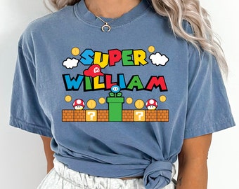 Custom Super Mario,Super Mario Dad Mom Shirt, Personalized Mario Shirt, Customize Super Mario, Comfort Colors, 171386